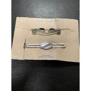 1940s Tie and Collar Set by EHM Genuine Rhodium Finish Engravable-WWII NOS-D